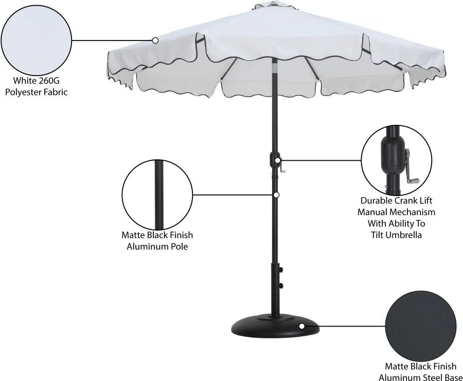Amalfi Water Resistant Fabric And Aluminum Patio Umbrella With Base Set - Image 33