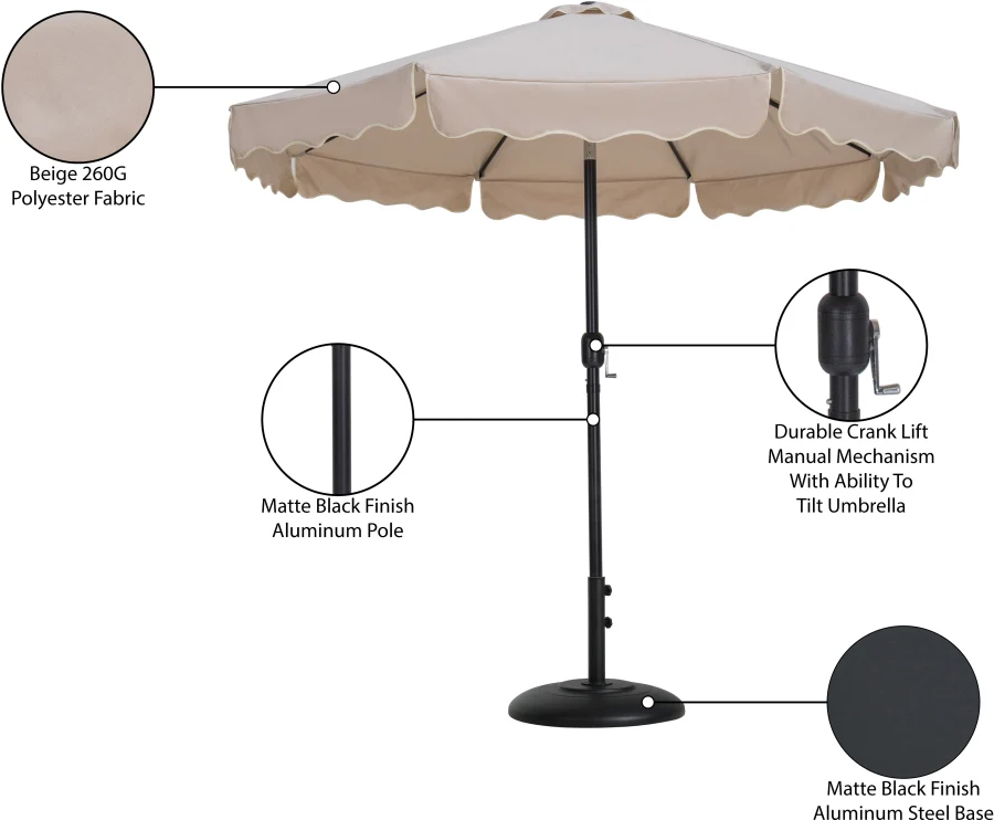 Amalfi Water Resistant Fabric And Aluminum Patio Umbrella With Base Set - Image 50