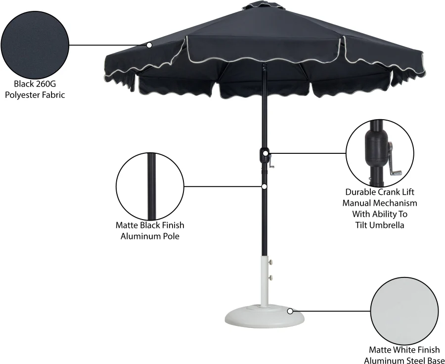 Amalfi Water Resistant Fabric And Aluminum Patio Umbrella With Base Set - Image 17