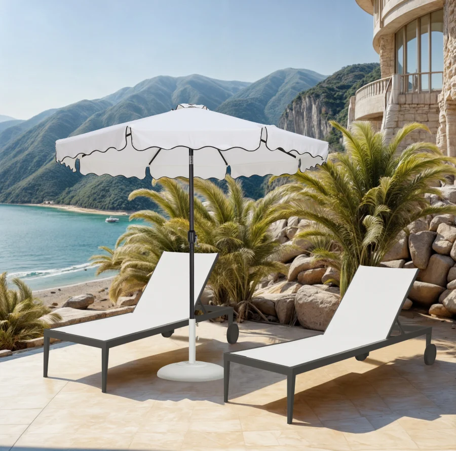Amalfi Water Resistant Fabric And Aluminum Patio Umbrella With Base Set - Image 19