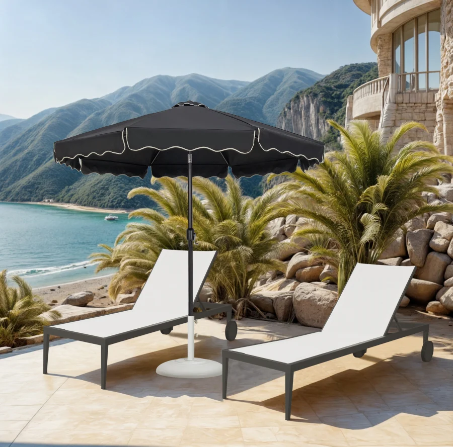 Amalfi Water Resistant Fabric And Aluminum Patio Umbrella With Base Set - Image 2