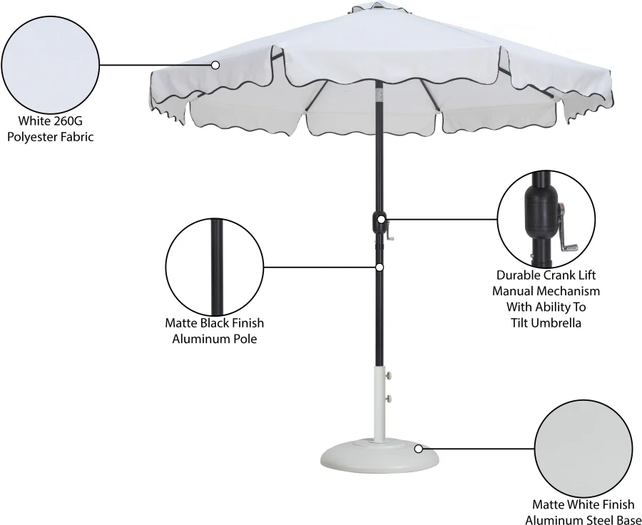 Amalfi Water Resistant Fabric And Aluminum Patio Umbrella With Base Set - Image 34