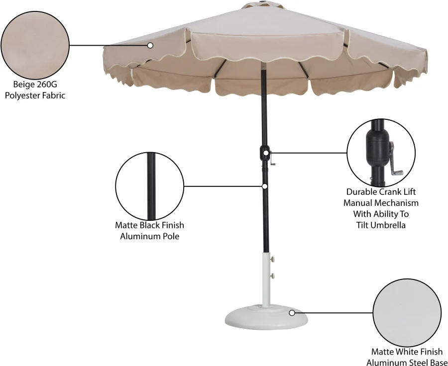 Amalfi Water Resistant Fabric And Aluminum Patio Umbrella With Base Set - Image 52