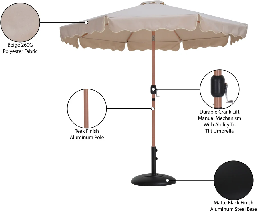 Amalfi Water Resistant Fabric And Aluminum Patio Umbrella With Base Set - Image 16