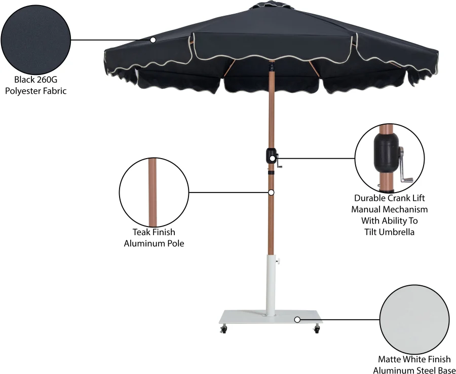 Amalfi Water Resistant Fabric And Aluminum Patio Umbrella With Base Set - Image 35