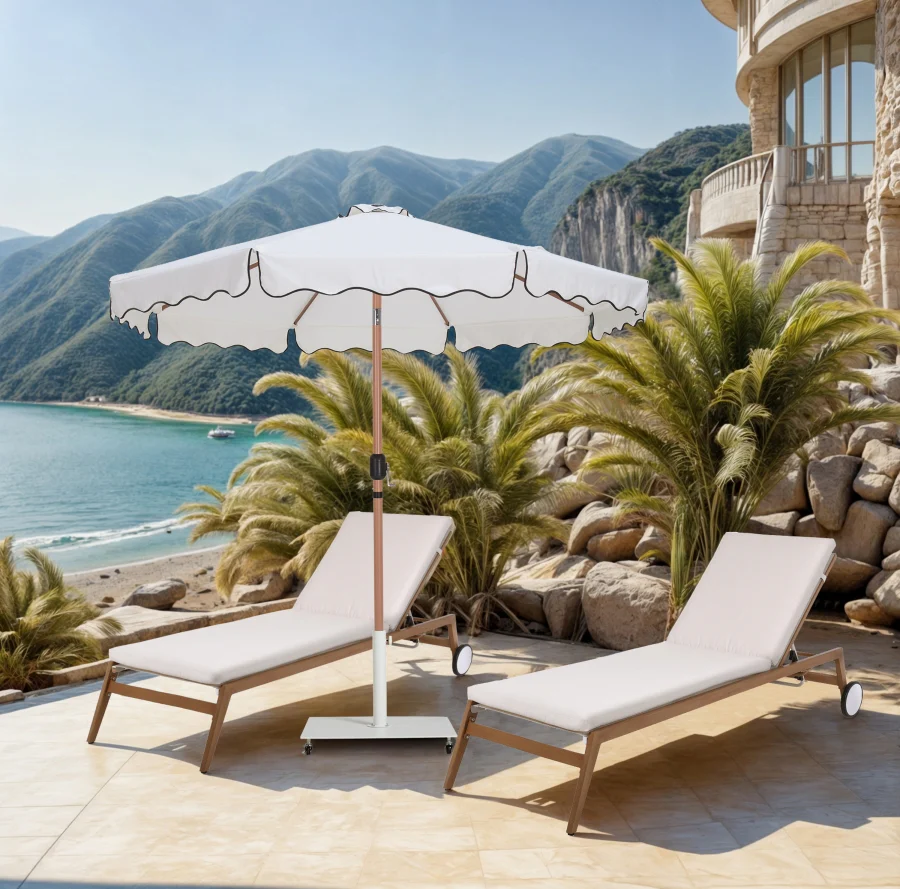 Amalfi Water Resistant Fabric And Aluminum Patio Umbrella With Base Set - Image 37