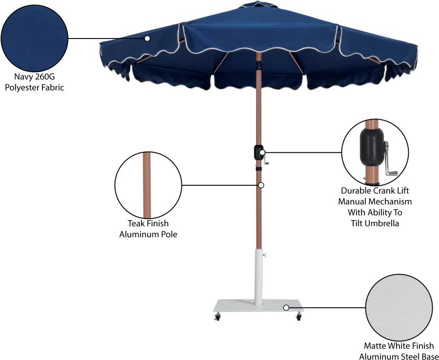 Amalfi Water Resistant Fabric And Aluminum Patio Umbrella With Base Set - Image 72