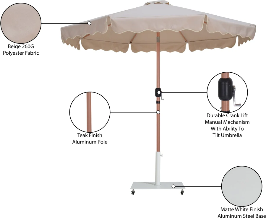 Amalfi Water Resistant Fabric And Aluminum Patio Umbrella With Base Set - Image 91