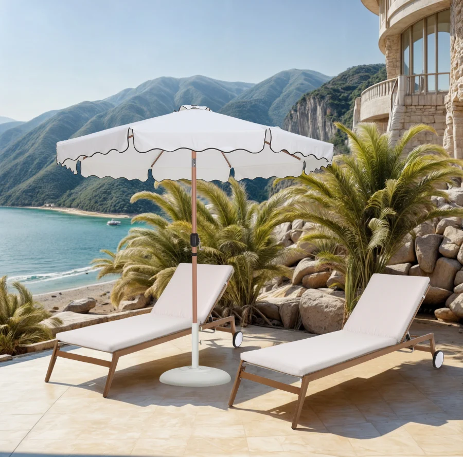 Amalfi Water Resistant Fabric And Aluminum Patio Umbrella With Base Set - Image 17
