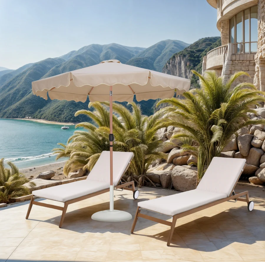 Amalfi Water Resistant Fabric And Aluminum Patio Umbrella With Base Set - Image 47