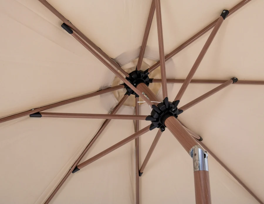Amalfi Water Resistant Fabric And Aluminum Patio Umbrella With Base Set - Image 59