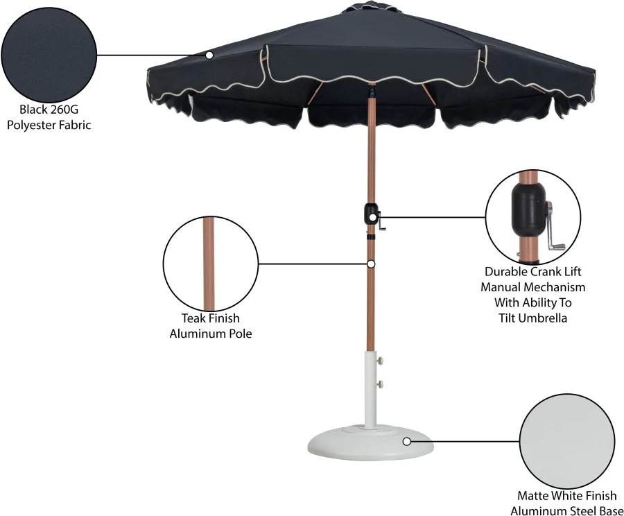 Amalfi Water Resistant Fabric And Aluminum Patio Umbrella With Base Set - Image 16