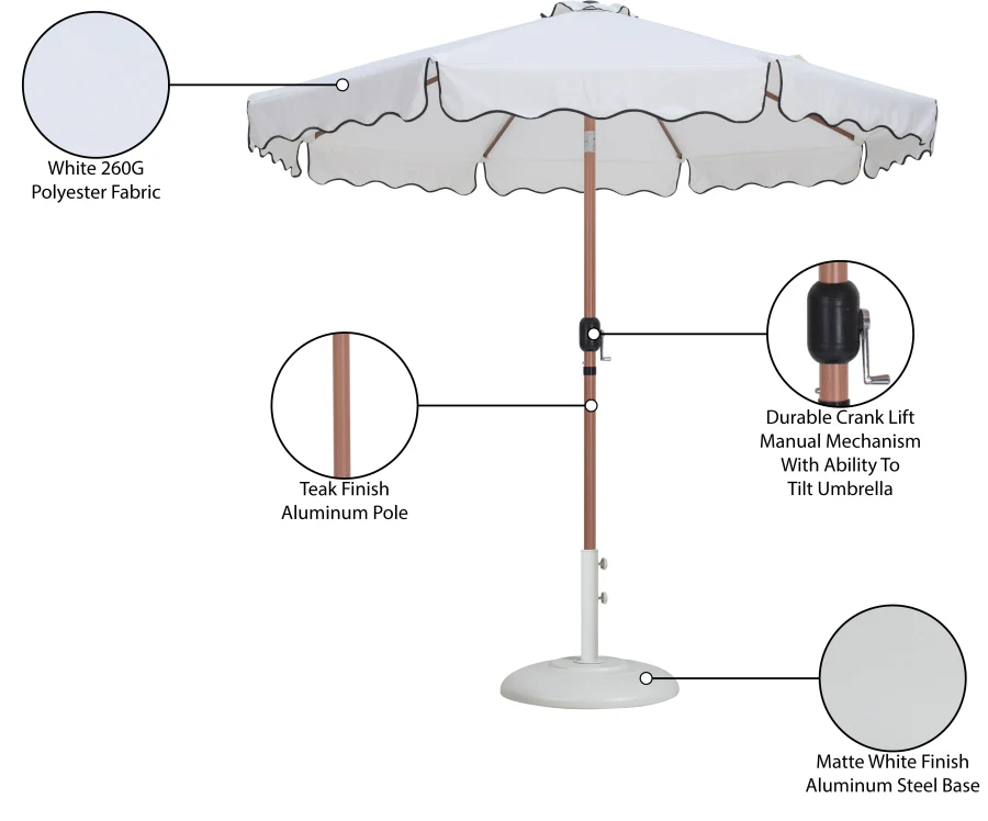 Amalfi Water Resistant Fabric And Aluminum Patio Umbrella With Base Set - Image 31