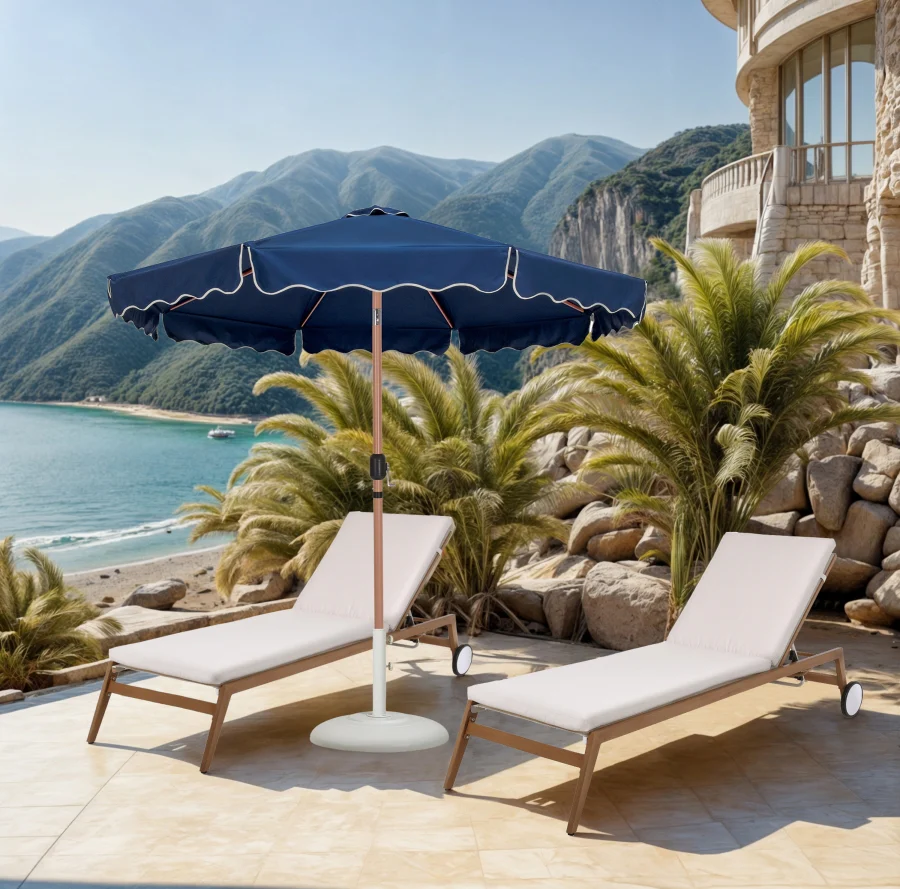 Amalfi Water Resistant Fabric And Aluminum Patio Umbrella With Base Set - Image 33