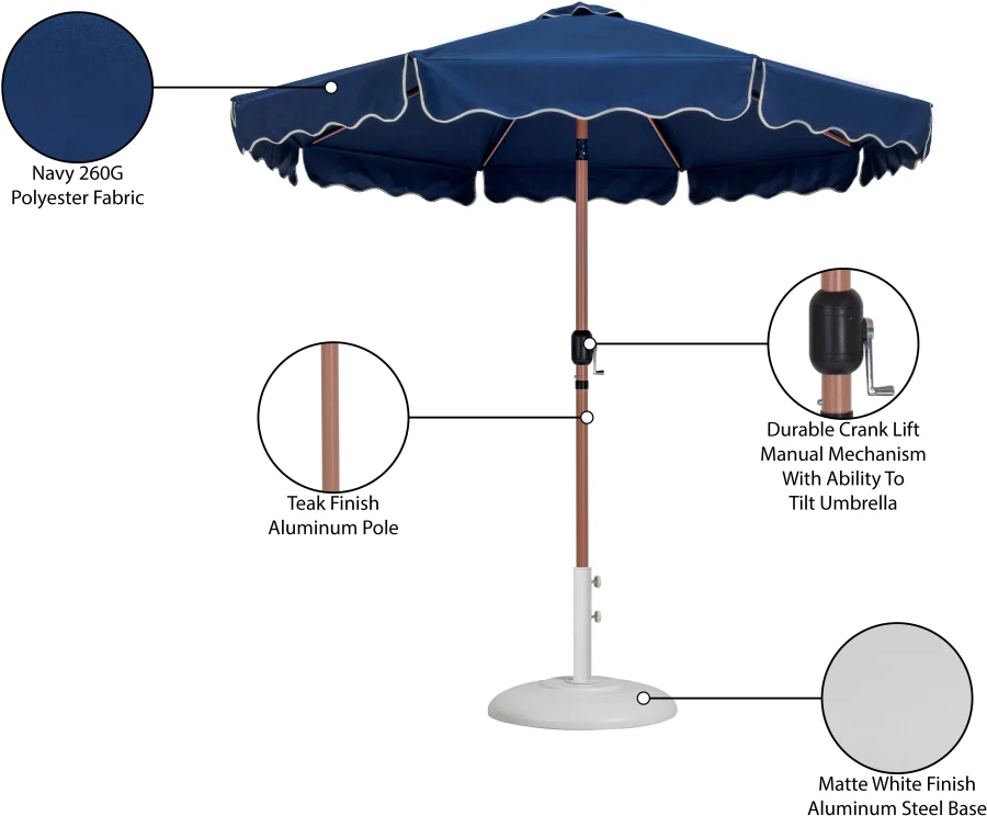 Amalfi Water Resistant Fabric And Aluminum Patio Umbrella With Base Set - Image 48