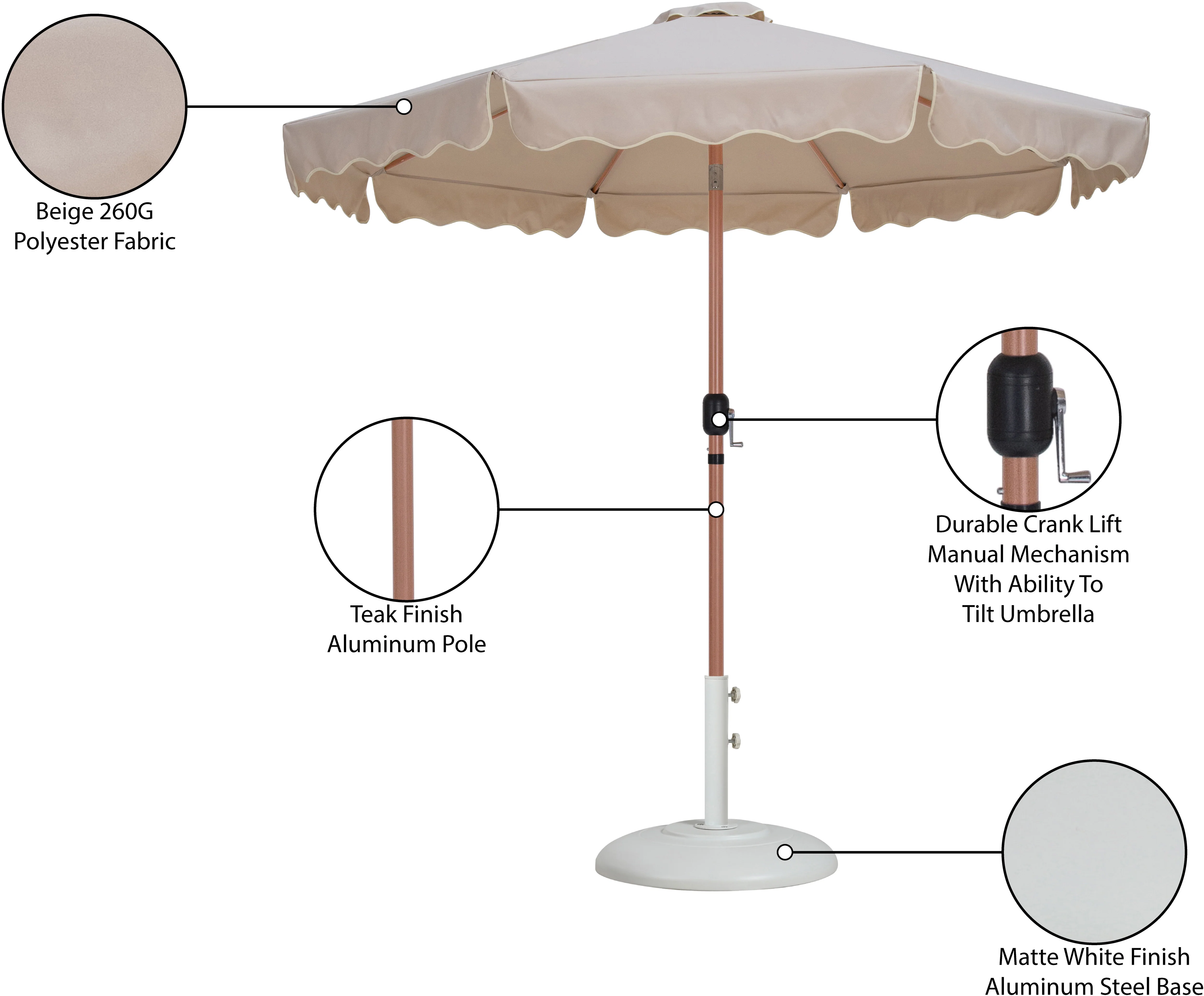 Amalfi Water Resistant Fabric And Aluminum Patio Umbrella With Base Set - Image 64