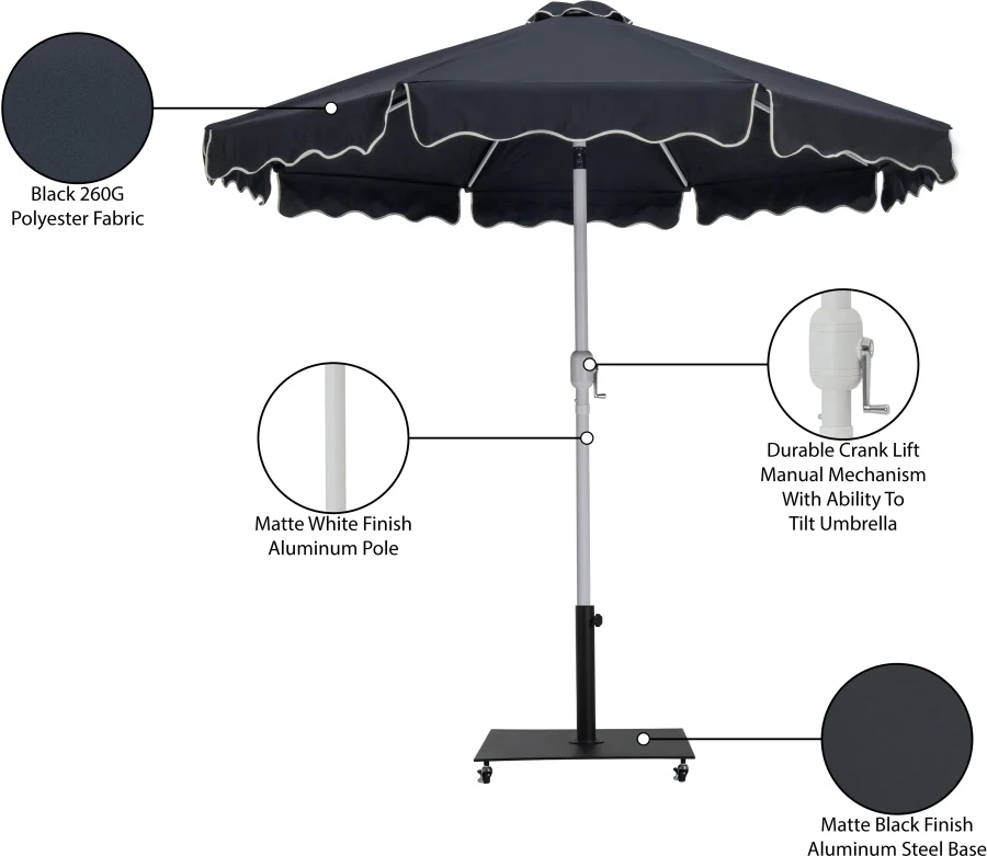 Amalfi Water Resistant Fabric And Aluminum Patio Umbrella With Base Set - Image 19