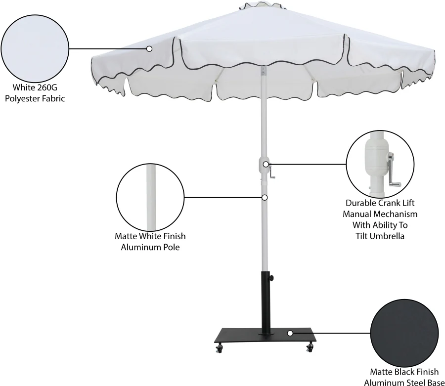 Amalfi Water Resistant Fabric And Aluminum Patio Umbrella With Base Set - Image 38