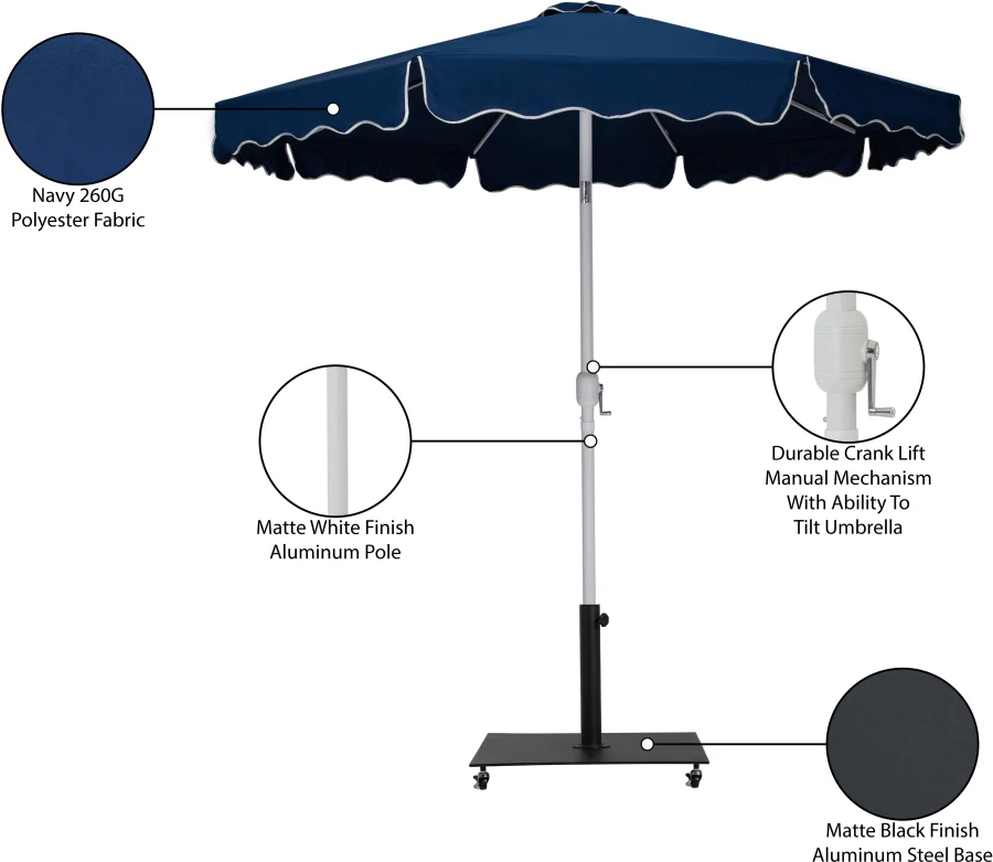 Amalfi Water Resistant Fabric And Aluminum Patio Umbrella With Base Set - Image 56