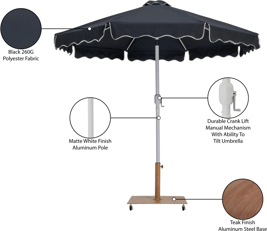 Amalfi Water Resistant Fabric And Aluminum Patio Umbrella With Base Set - Image 19