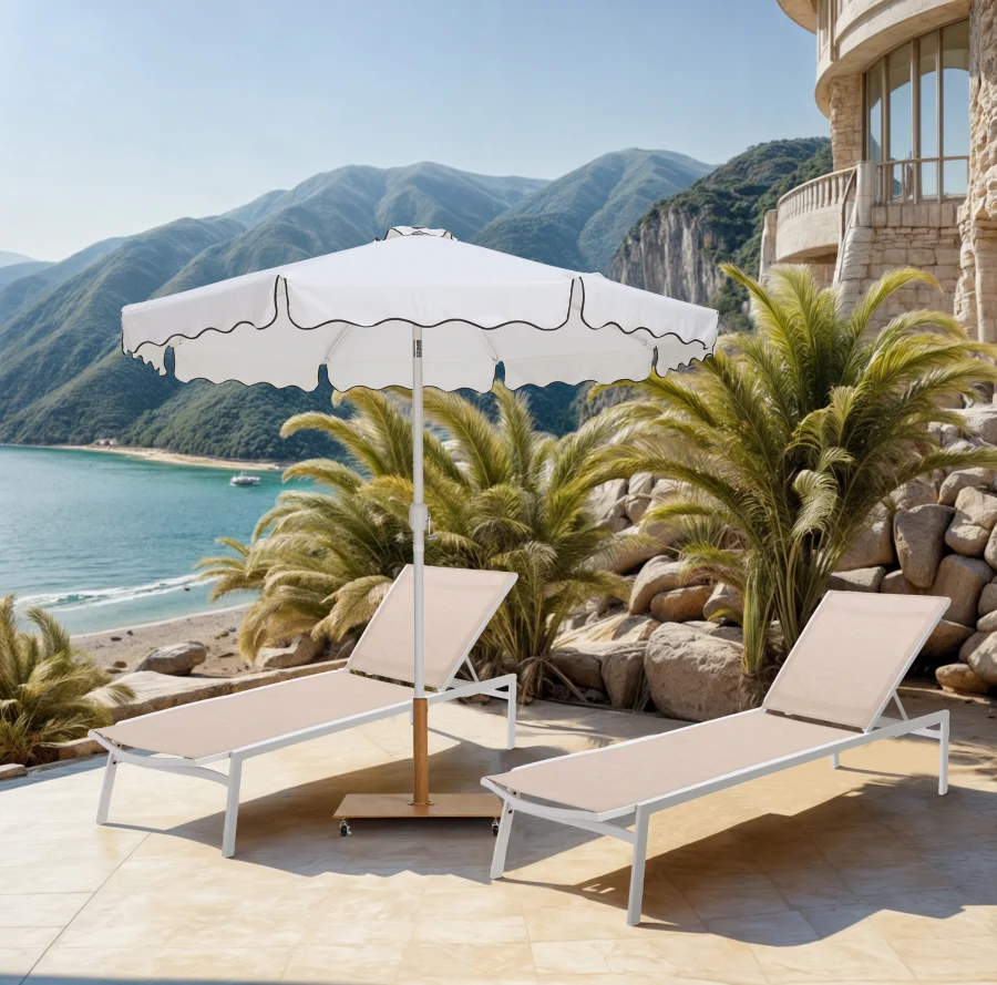 Amalfi Water Resistant Fabric And Aluminum Patio Umbrella With Base Set - Image 21