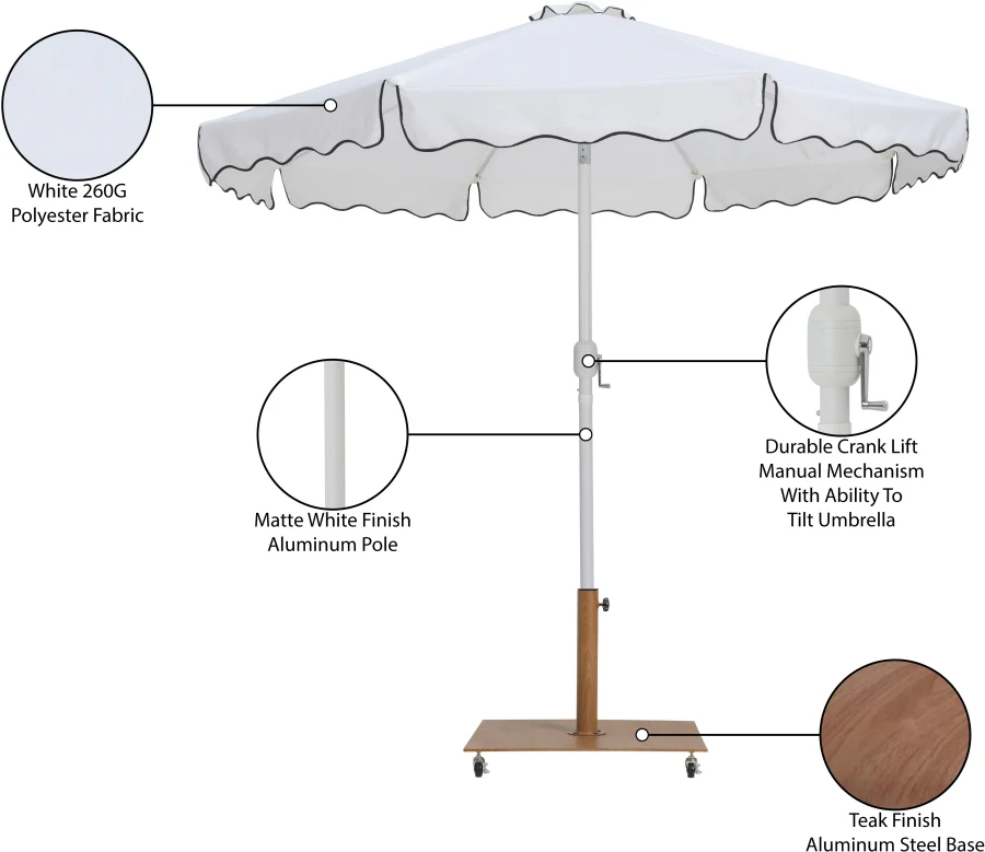Amalfi Water Resistant Fabric And Aluminum Patio Umbrella With Base Set - Image 38