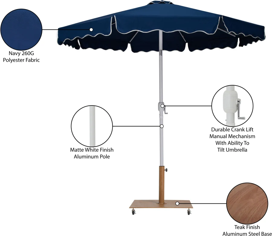 Amalfi Water Resistant Fabric And Aluminum Patio Umbrella With Base Set - Image 57
