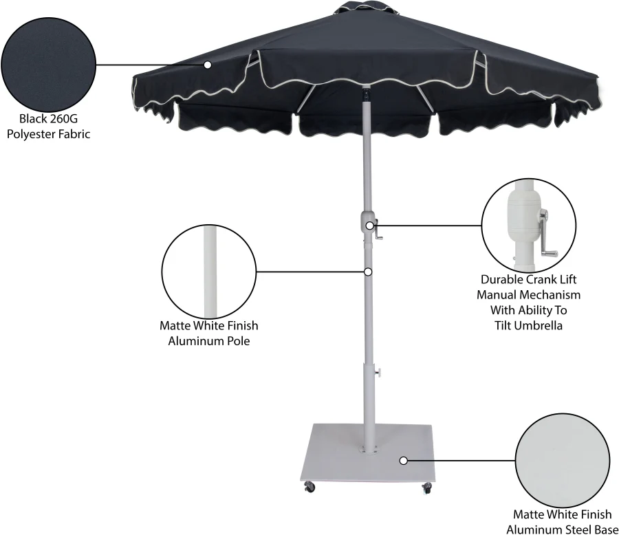 Amalfi Water Resistant Fabric And Aluminum Patio Umbrella With Base Set - Image 19