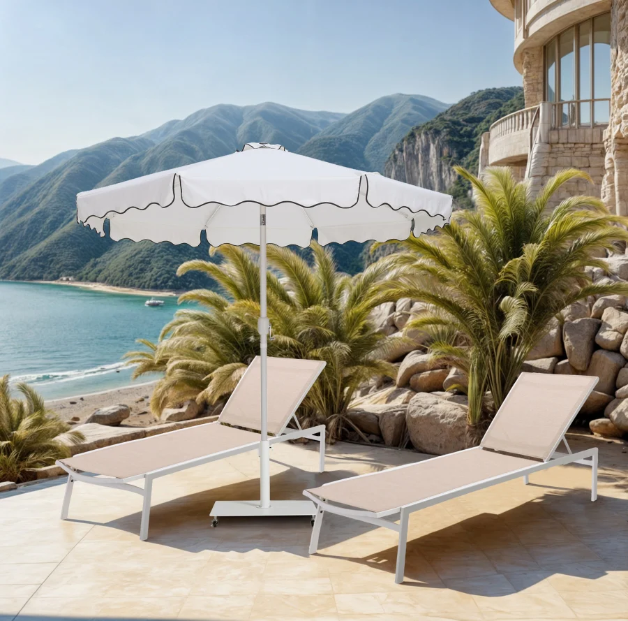 Amalfi Water Resistant Fabric And Aluminum Patio Umbrella With Base Set - Image 21