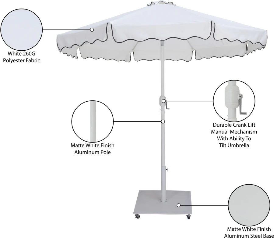Amalfi Water Resistant Fabric And Aluminum Patio Umbrella With Base Set - Image 38