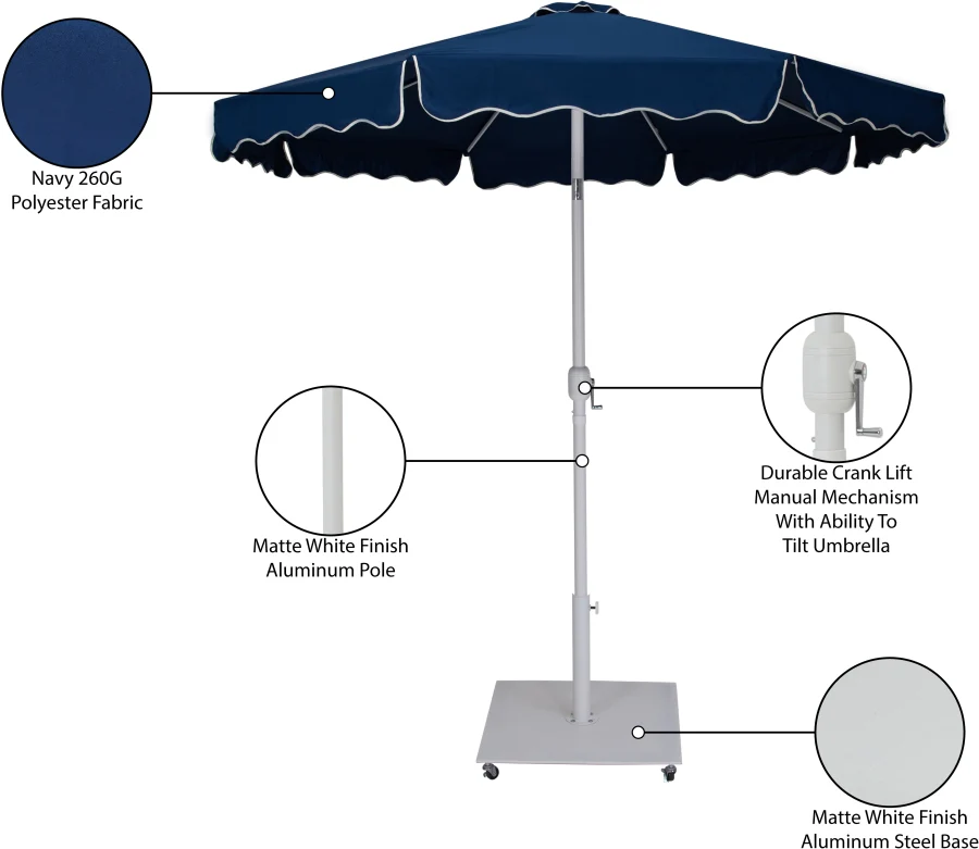 Amalfi Water Resistant Fabric And Aluminum Patio Umbrella With Base Set - Image 57