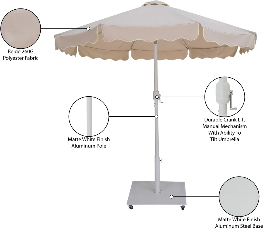 Amalfi Water Resistant Fabric And Aluminum Patio Umbrella With Base Set - Image 76