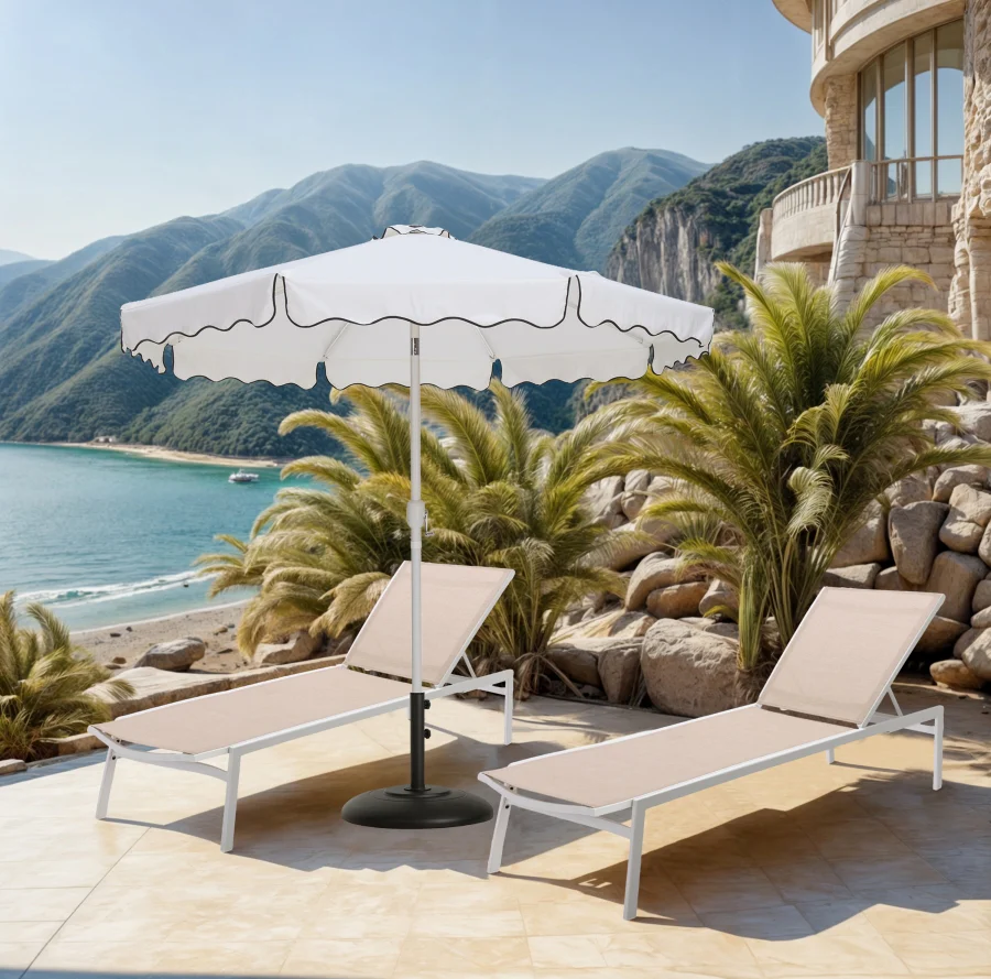Amalfi Water Resistant Fabric And Aluminum Patio Umbrella With Base Set - Image 19