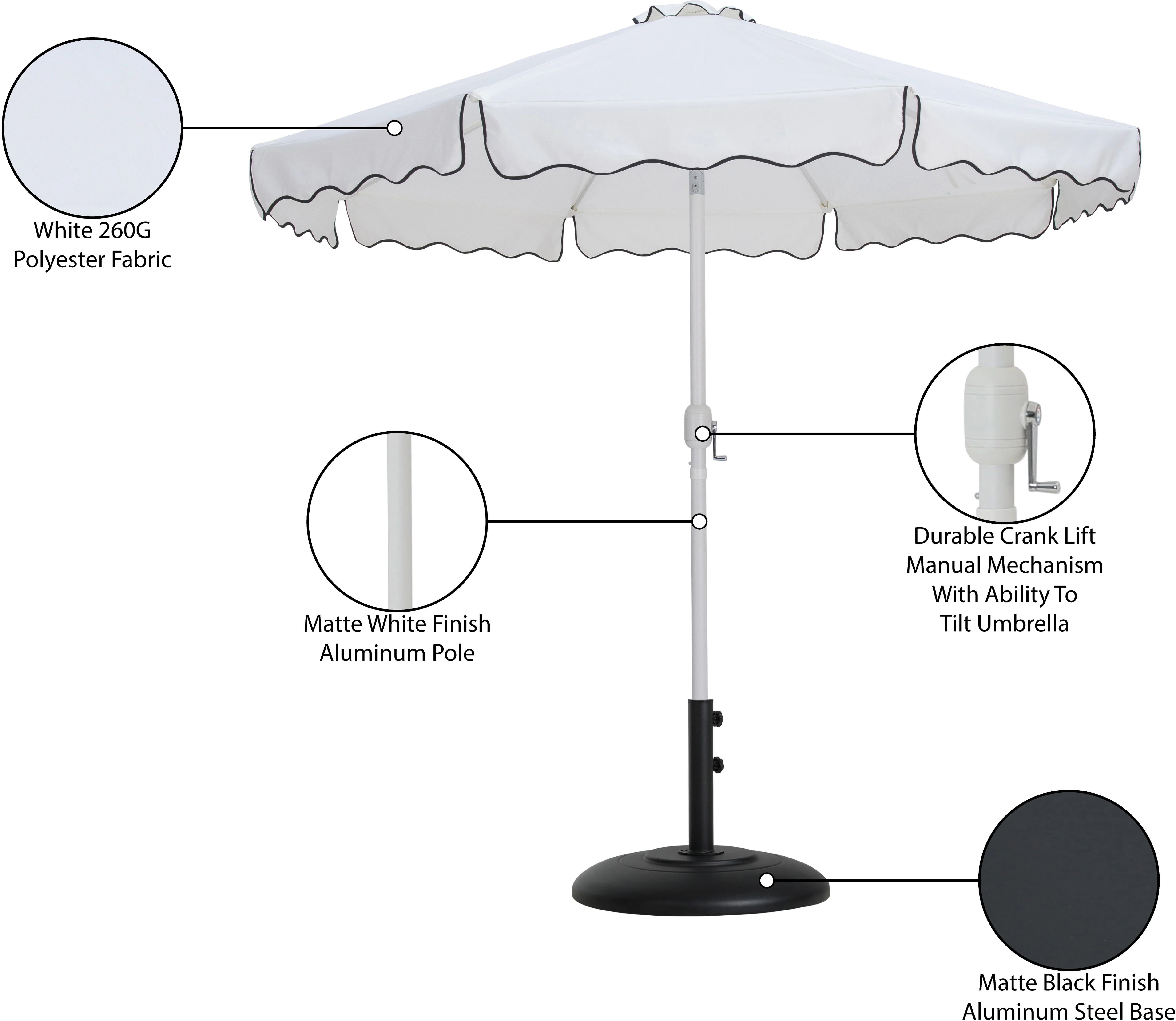 Amalfi Water Resistant Fabric And Aluminum Patio Umbrella With Base Set - Image 32