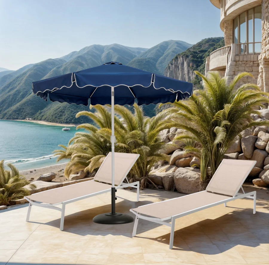 Amalfi Water Resistant Fabric And Aluminum Patio Umbrella With Base Set - Image 34