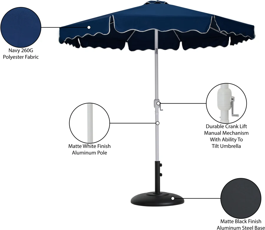 Amalfi Water Resistant Fabric And Aluminum Patio Umbrella With Base Set - Image 48