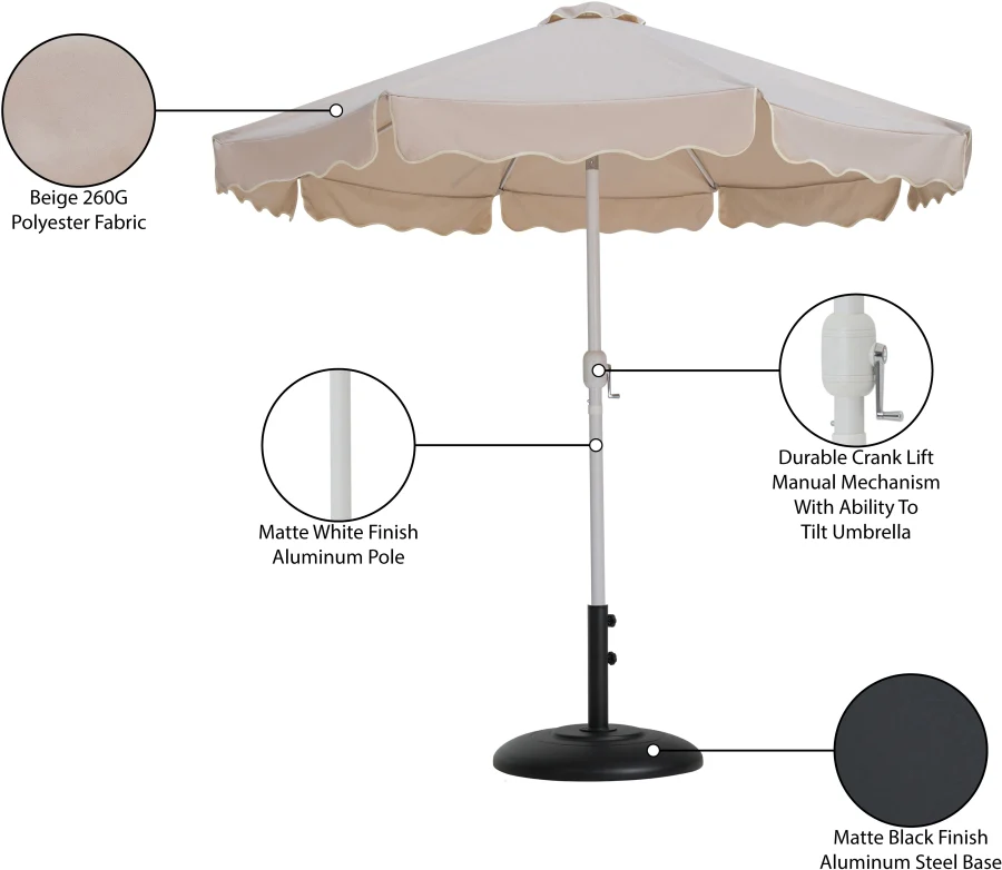 Amalfi Water Resistant Fabric And Aluminum Patio Umbrella With Base Set - Image 62