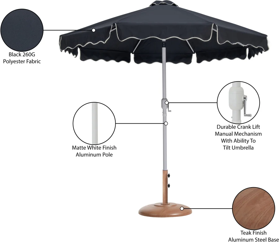 Amalfi Water Resistant Fabric And Aluminum Patio Umbrella With Base Set - Image 16