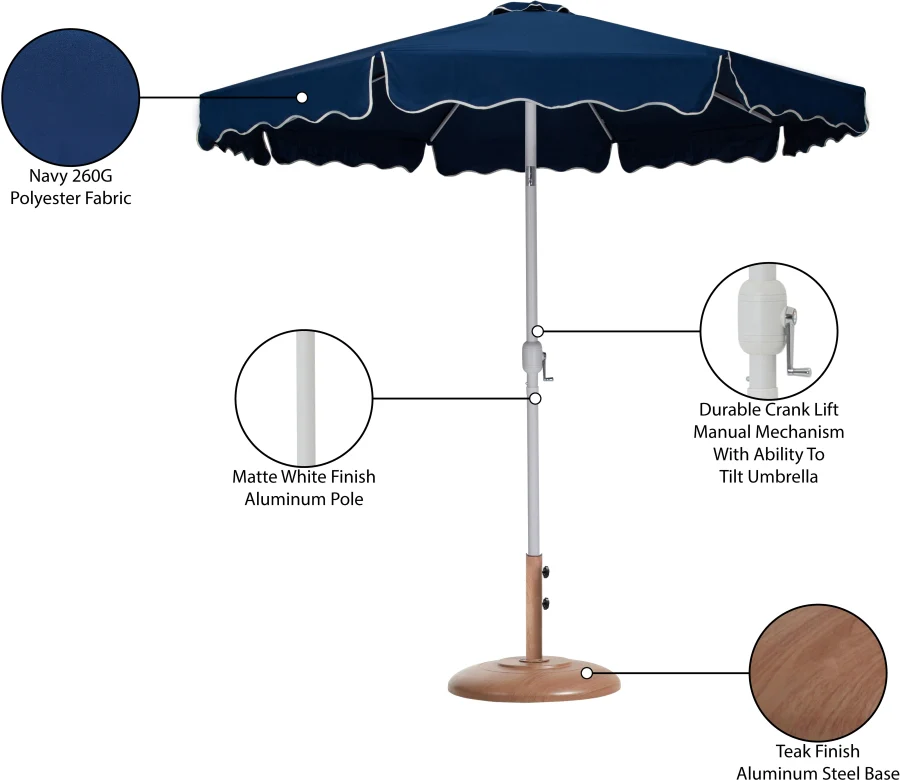 Amalfi Water Resistant Fabric And Aluminum Patio Umbrella With Base Set - Image 47