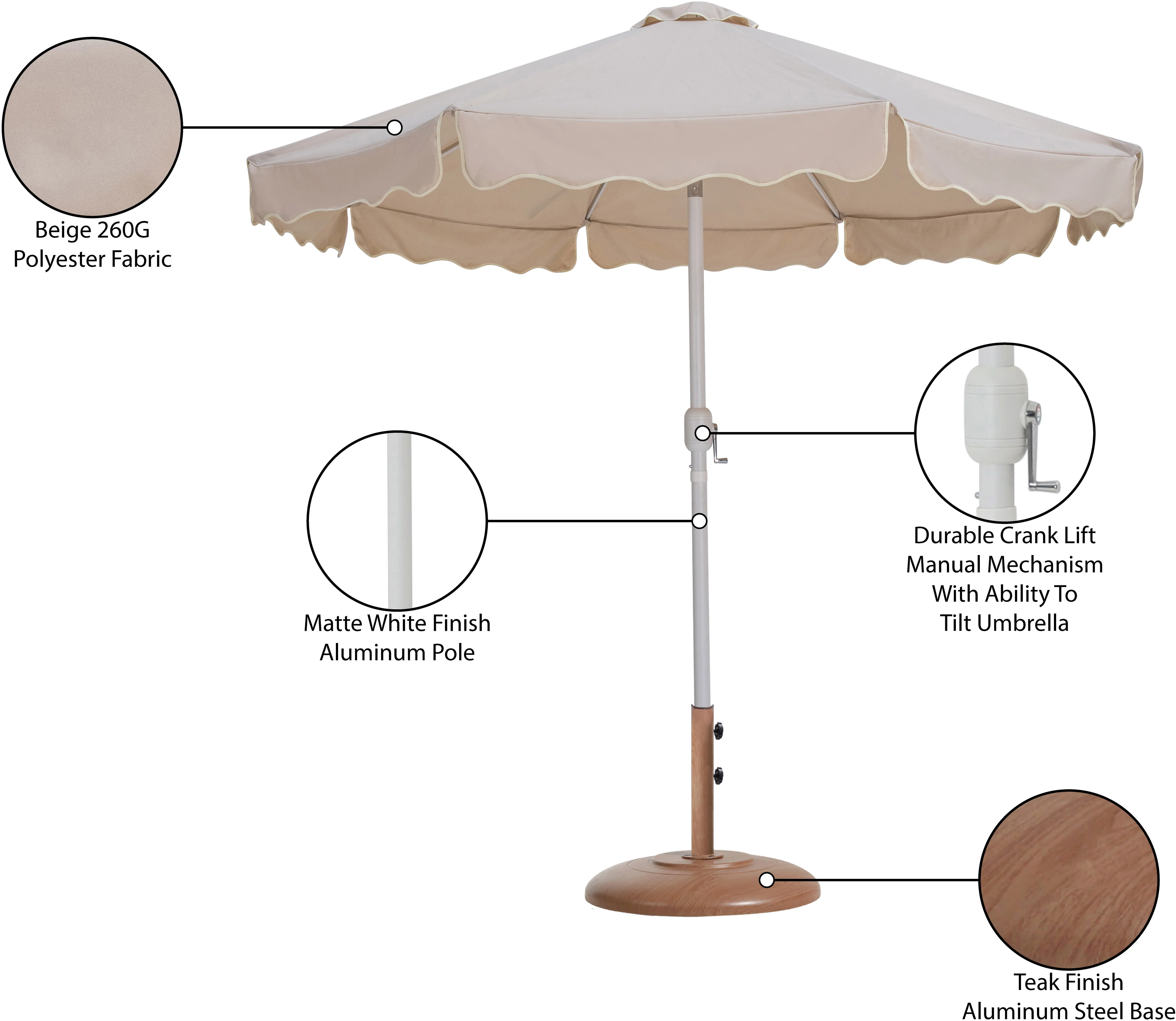 Amalfi Water Resistant Fabric And Aluminum Patio Umbrella With Base Set - Image 64