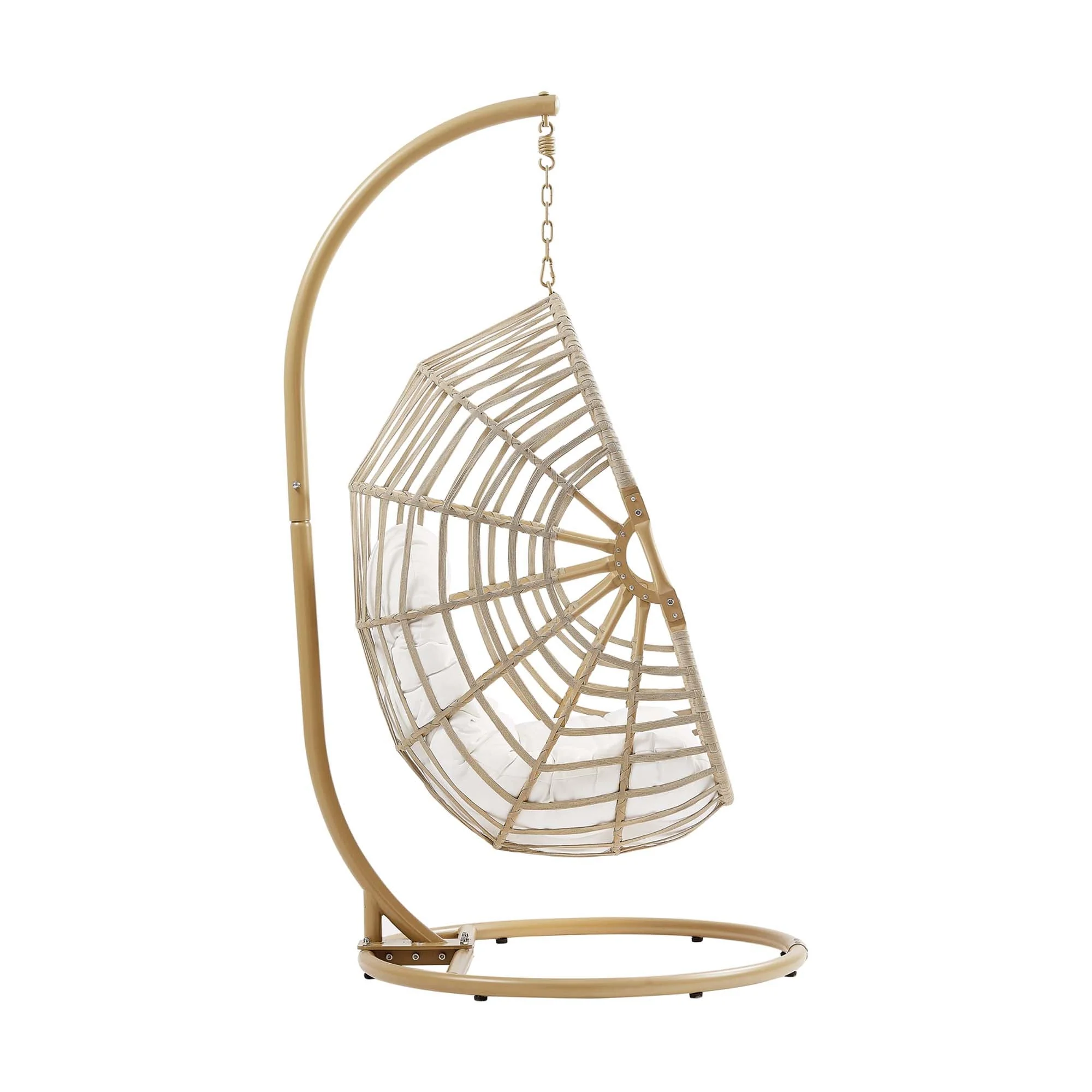 Amalie Wicker Rattan Outdoor Patio Rattan Swing Chair in Natural White - Image 4