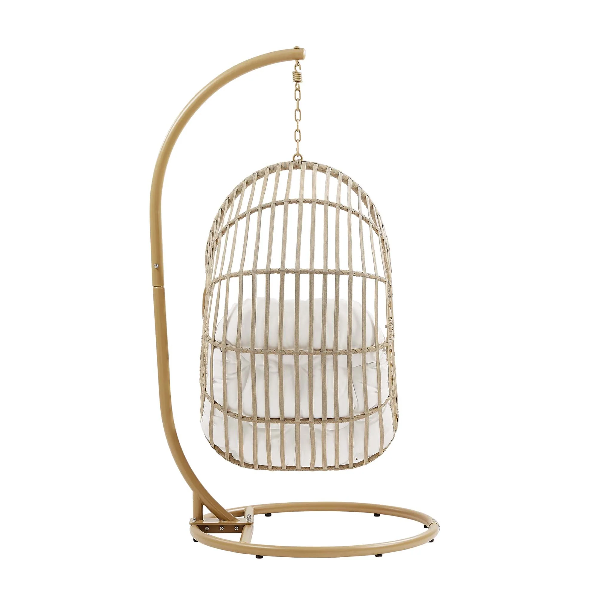 Amalie Wicker Rattan Outdoor Patio Rattan Swing Chair in Natural White - Image 5