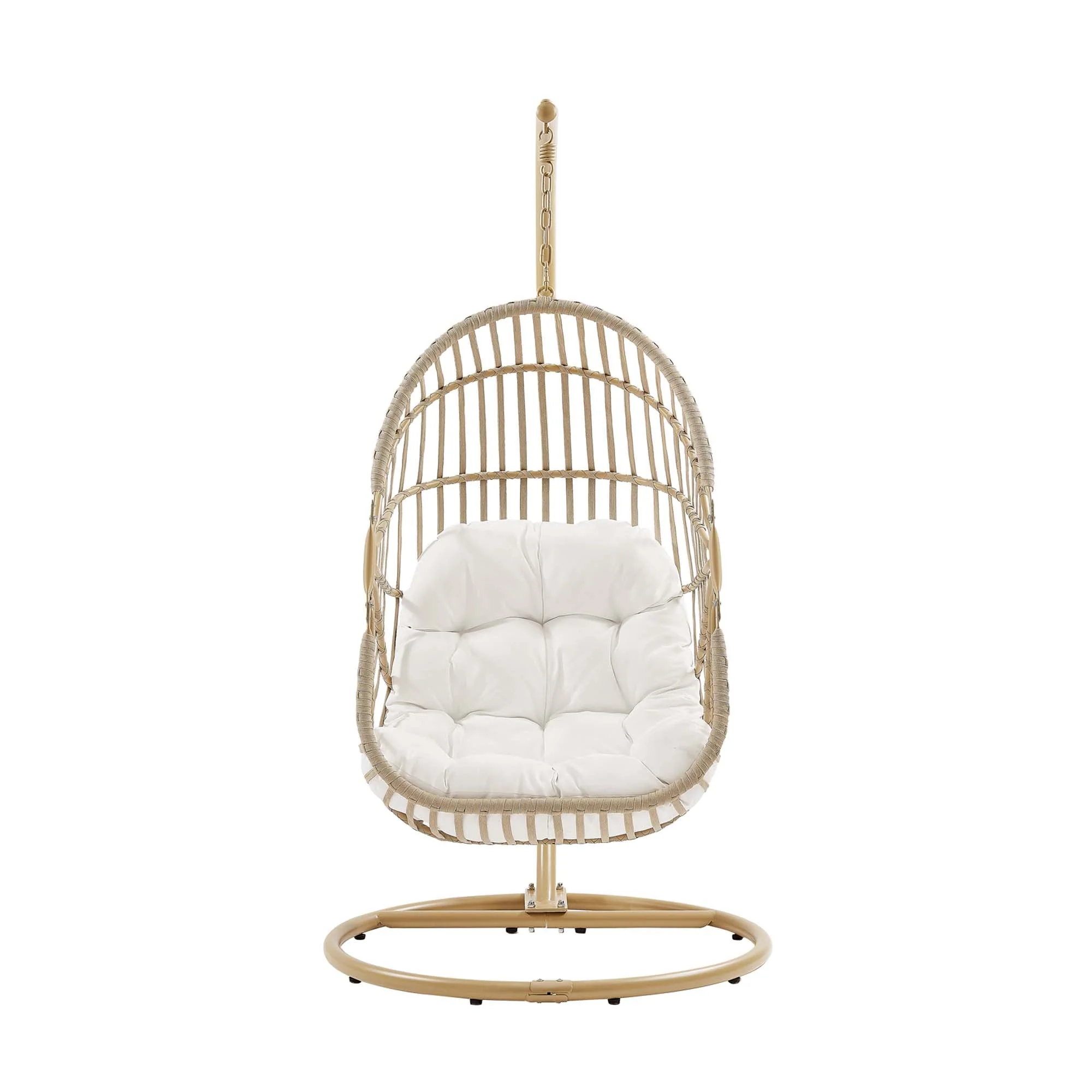 Amalie Wicker Rattan Outdoor Patio Rattan Swing Chair in Natural White - Image 6