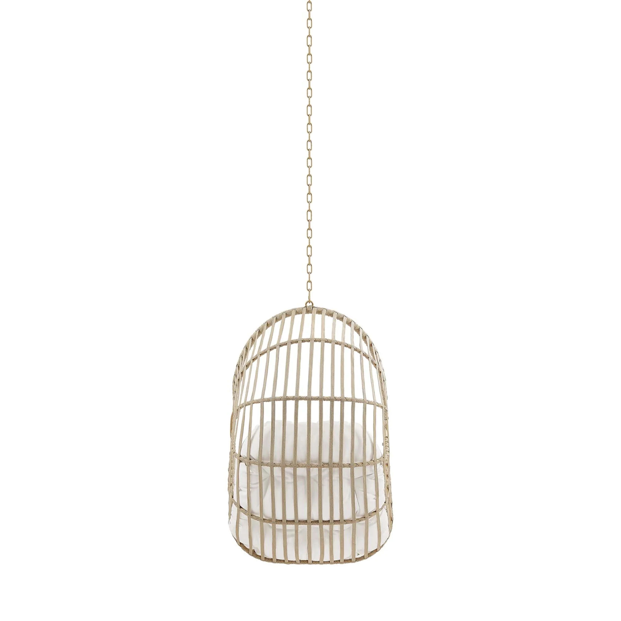 Amalie Wicker Rattan Outdoor Patio Rattan Swing Chair without Stand in Natural White - Image 5