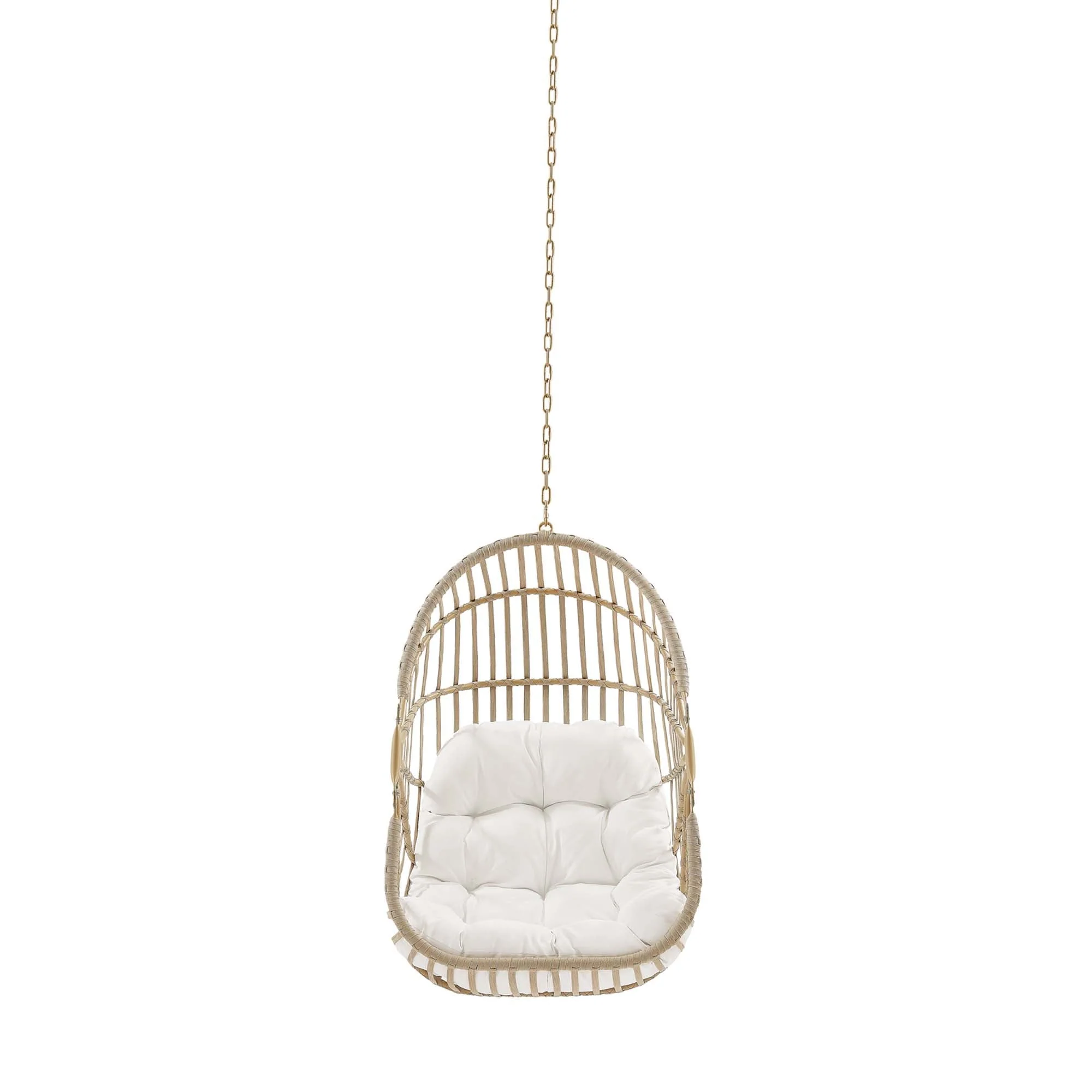 Amalie Wicker Rattan Outdoor Patio Rattan Swing Chair without Stand in Natural White - Image 6
