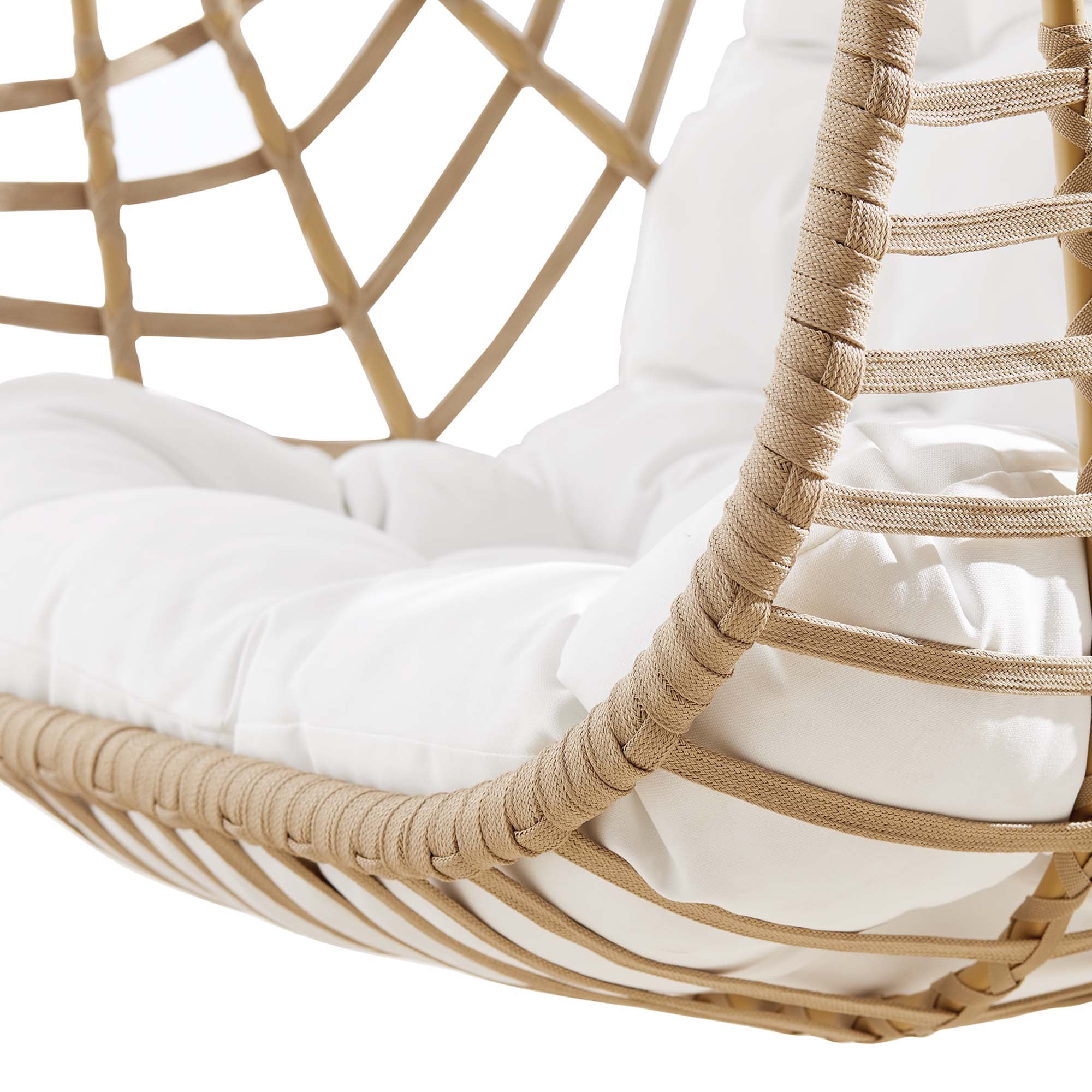 Amalie Wicker Rattan Outdoor Patio Rattan Swing Chair without Stand in Natural White - Image 7