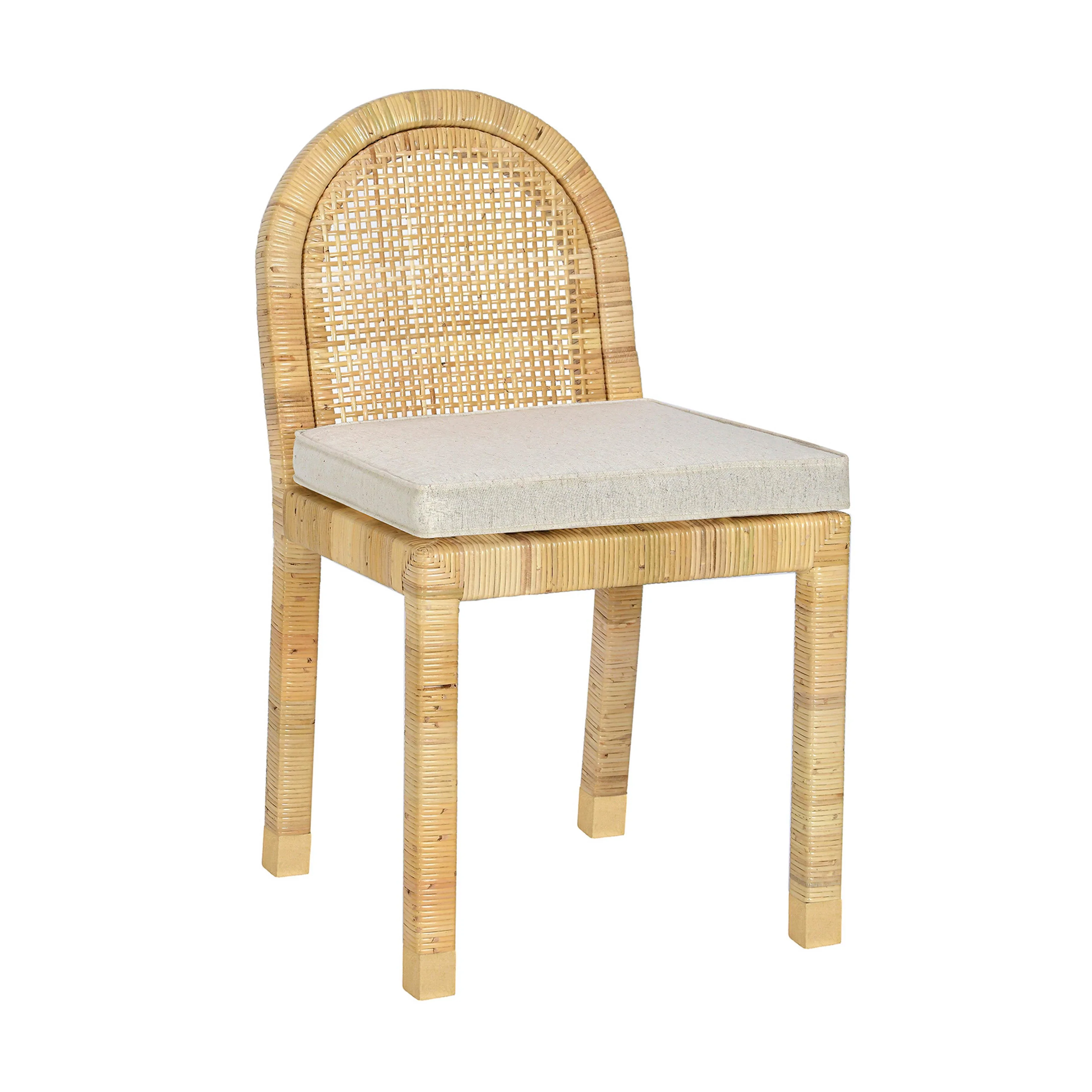 Amara Cream Contract-Grade Linen Arched Dining Chair - Image 3