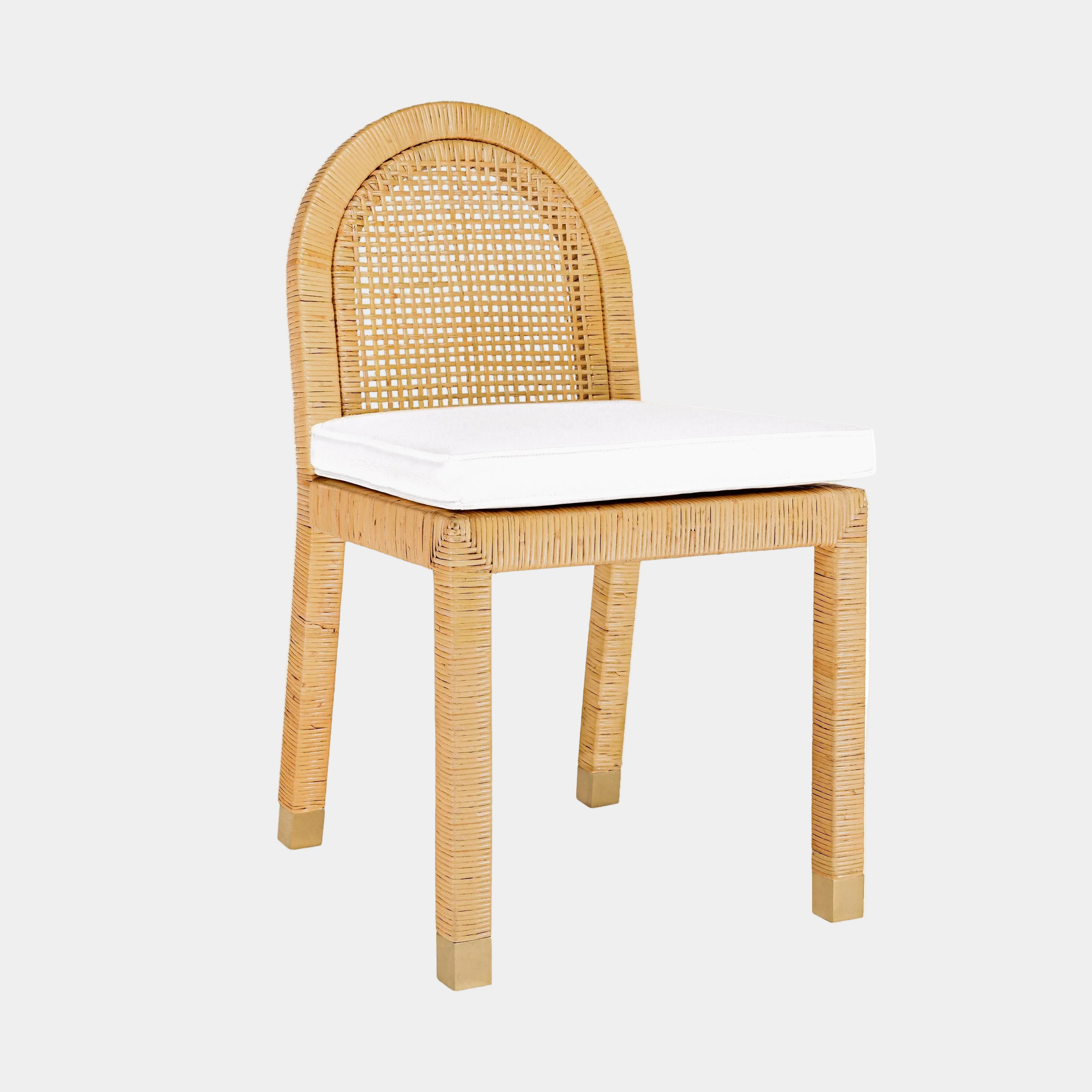 Amara Natural Rattan and Performance Fabric Arched Back Dining Chair