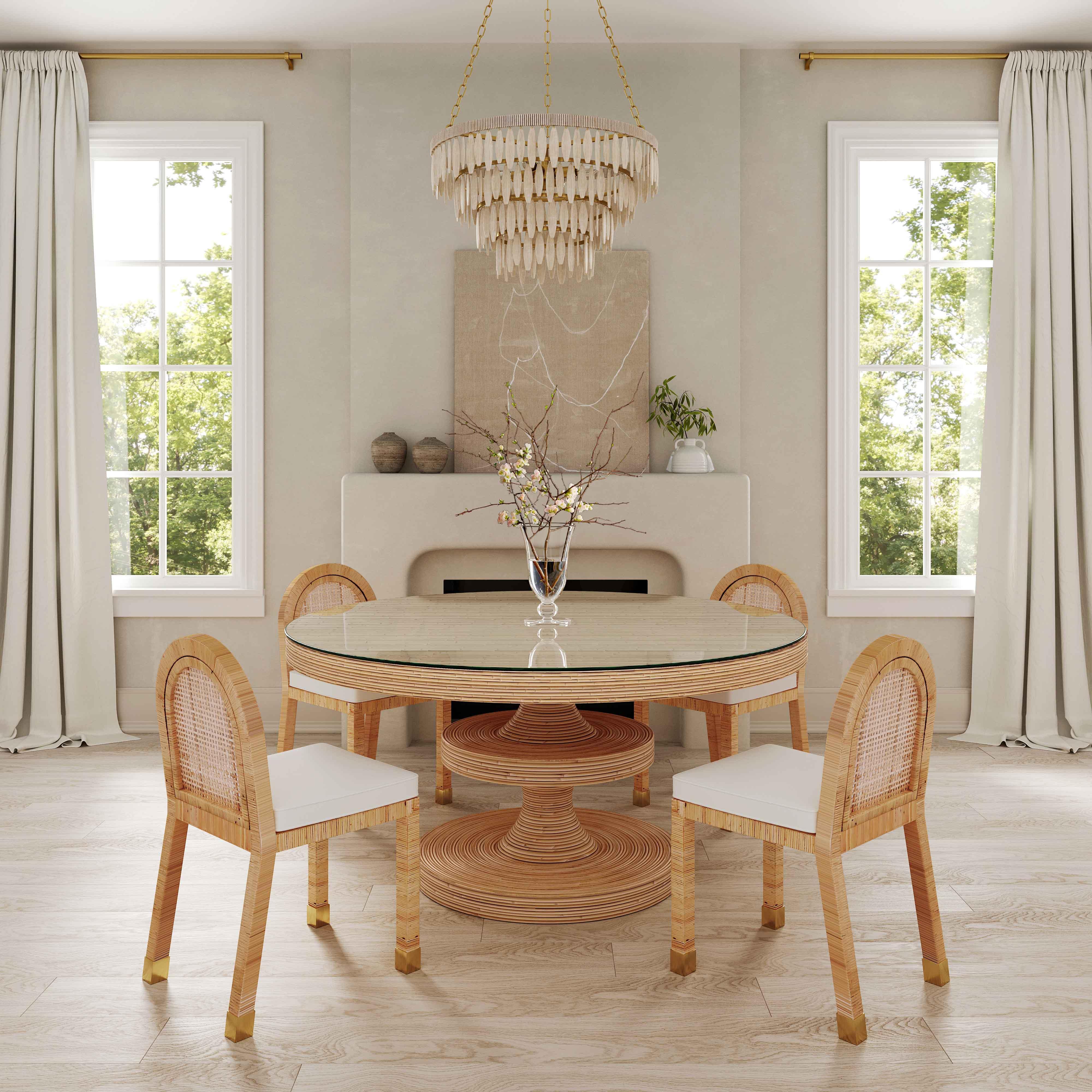 Amara Natural Rattan and Performance Fabric Arched Back Dining Chair - Image 2