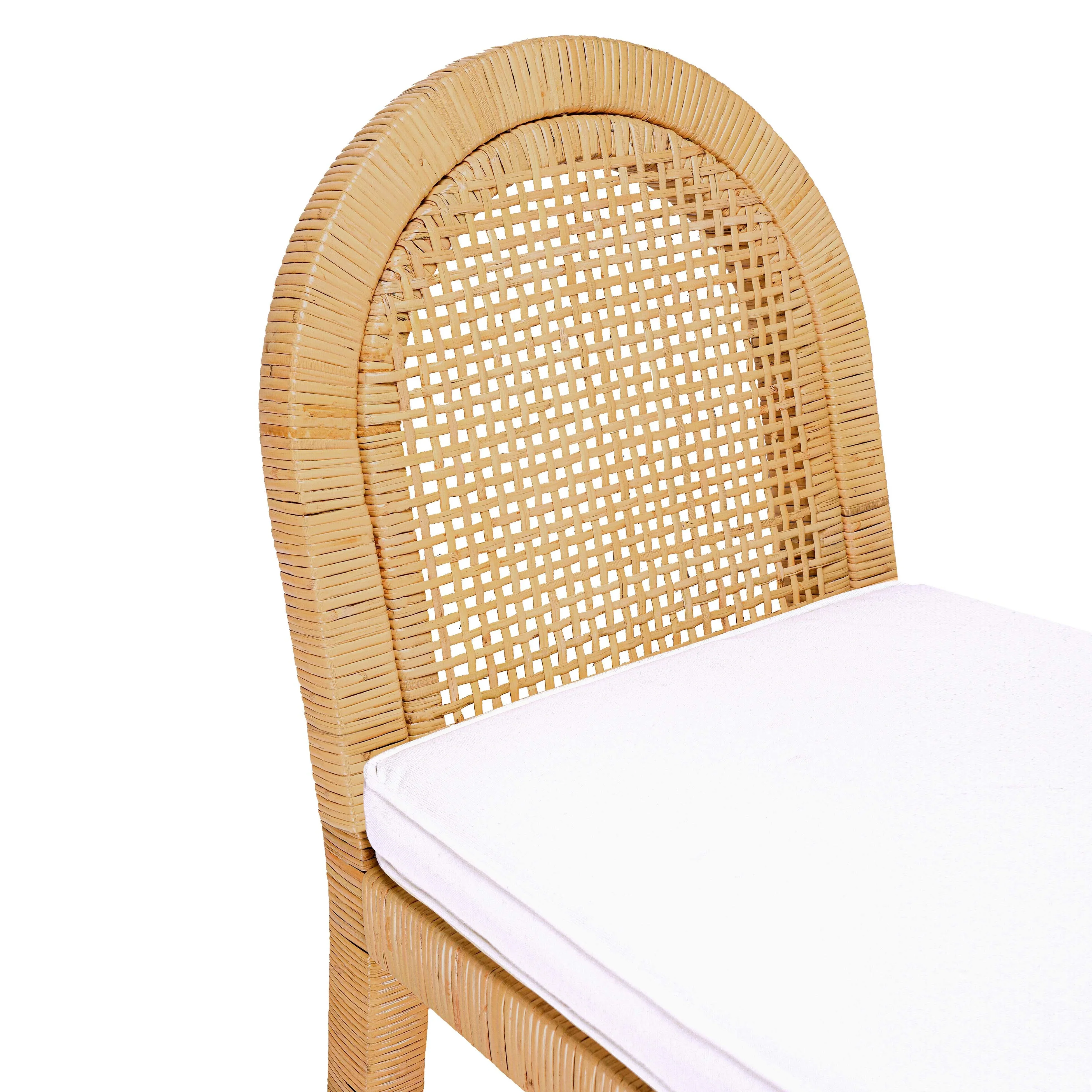 Amara Natural Rattan and Performance Fabric Arched Back Dining Chair - Image 6